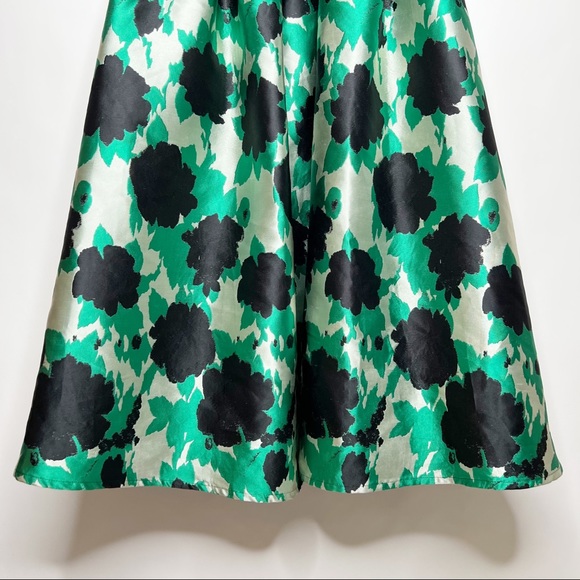 Rachel Antonoff Dress Green Black Floral Eliora Low Back Fit & Flare Size 12 - Picture 5 of 16